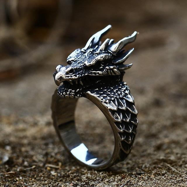 Jormungandr Dragon Head Viking Ring