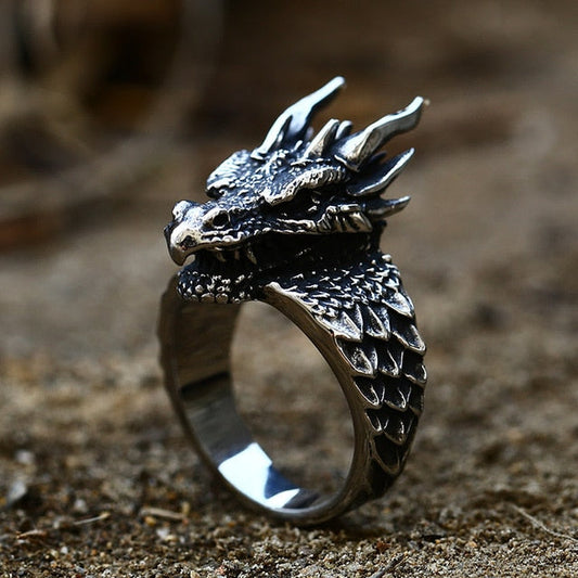 Jormungandr Dragon Head Viking Ring