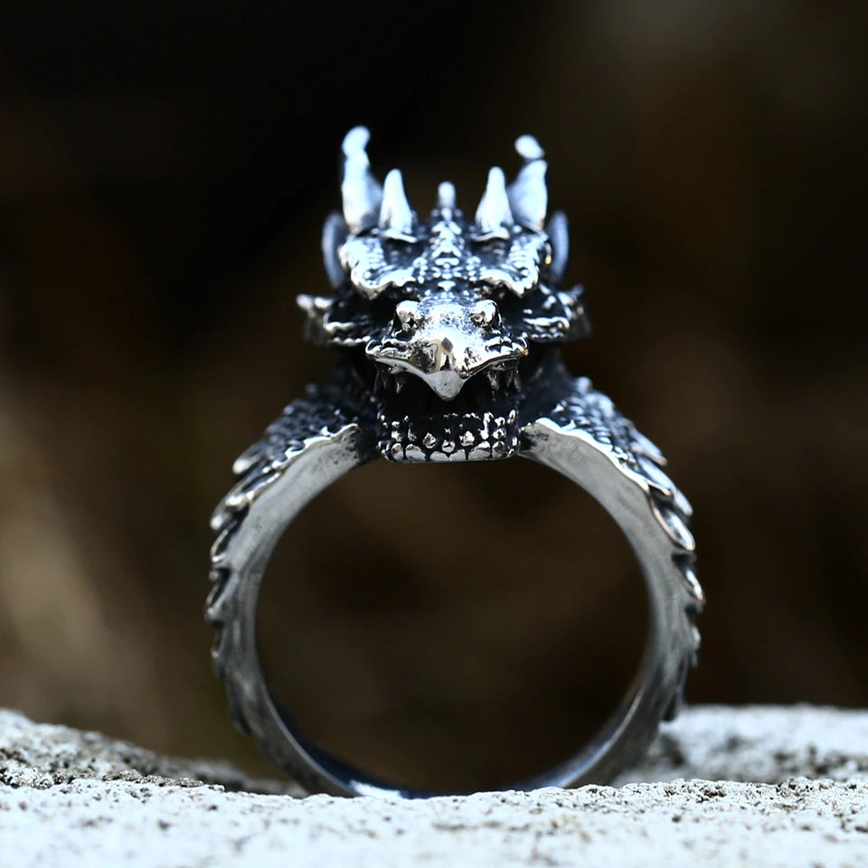 Jormungandr Dragon Head Viking Ring