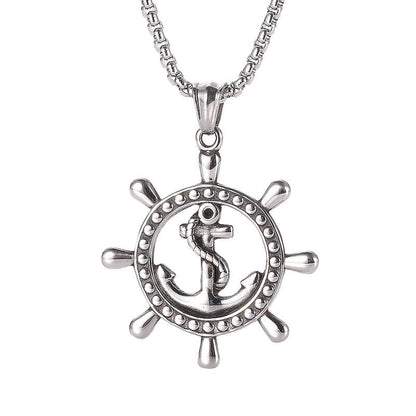 Viking Necklace Featuring An Anchor Wheel Pendant
