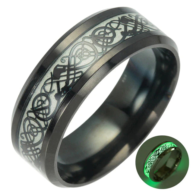 Celtic Dragon Inlay Luminous Ring