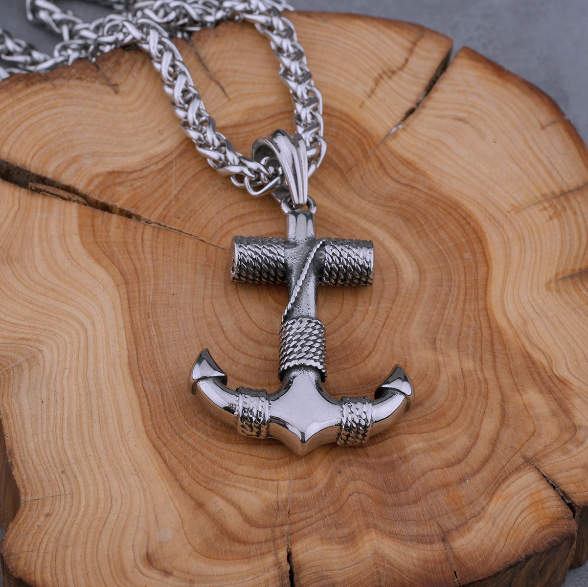 Viking Necklace Featuring An Anchor Rope Pendant