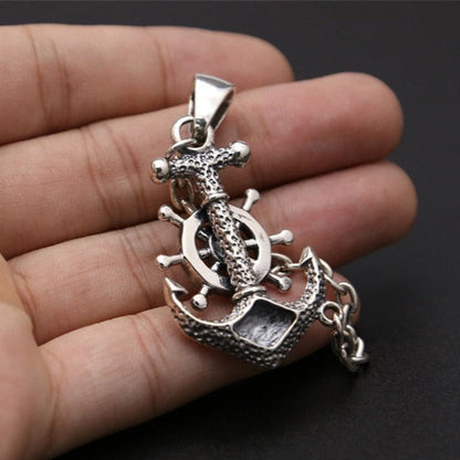 Viking Necklace Featuring A Nordic Rudder Anchor Pendant