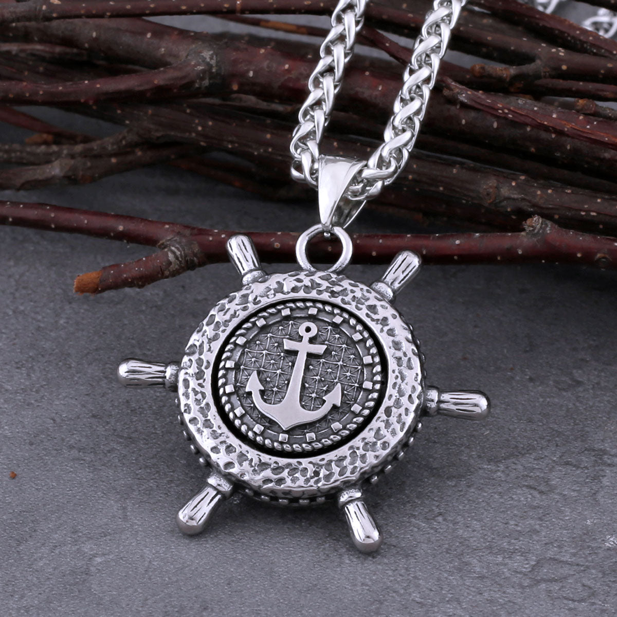 Viking Anchor Necklace Featuring A Nordic Rudder Pendant