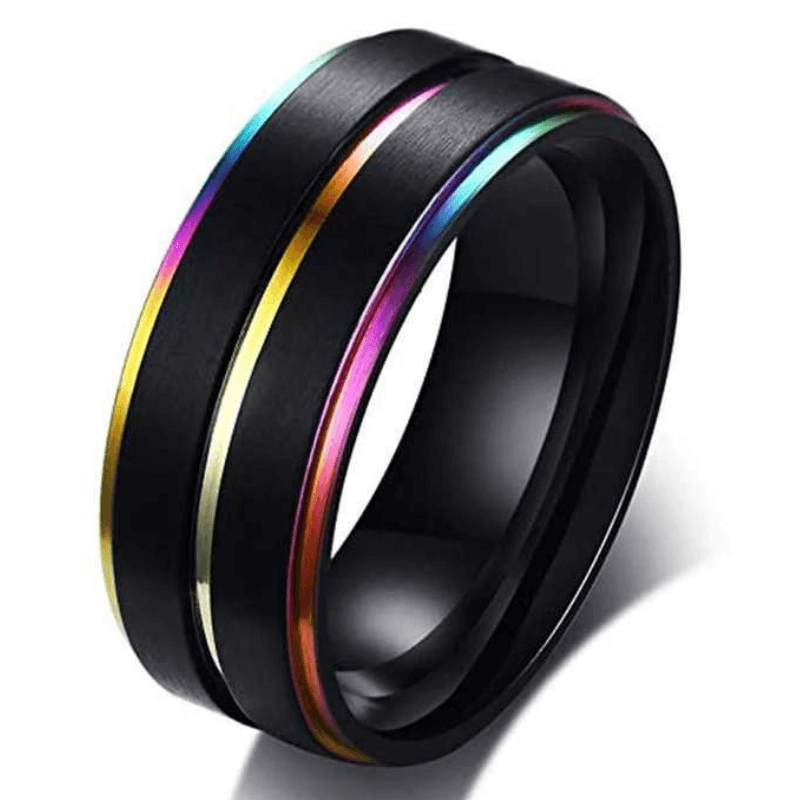 Black Tungsten Rainbow Ring