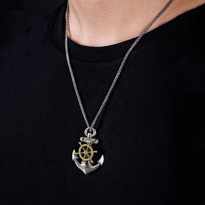 Viking Necklace Featuring A Nordic Rudder Anchor Pendant
