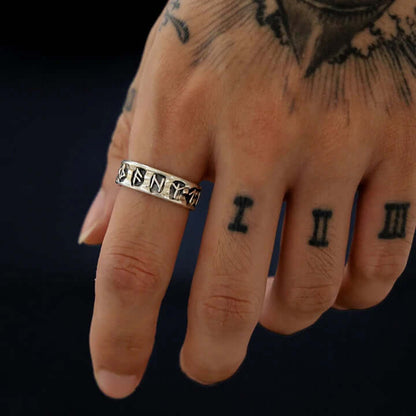 Viking Ring With Ancient Futhark Runes