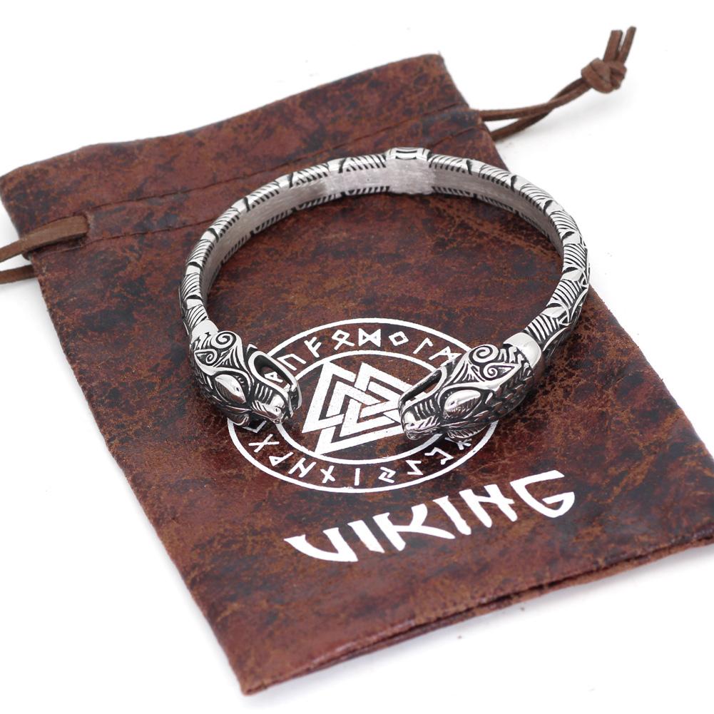 Wolf Heads Viking Arm Ring - Stainless Steel