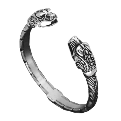 Wolf Heads Viking Arm Ring - Stainless Steel