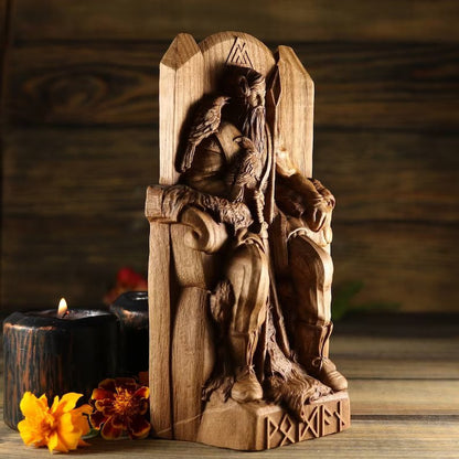 Norse God Odin Wooden Viking Statue