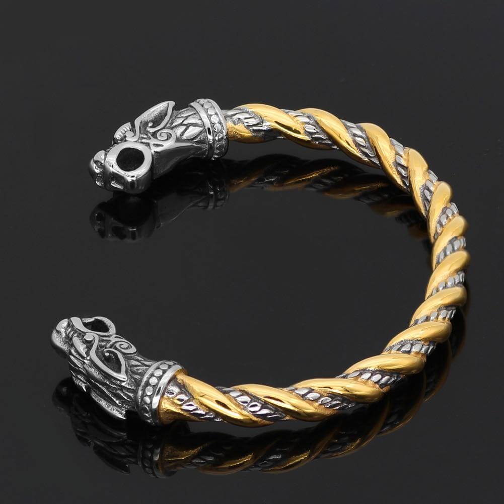 Gold Trimmed Wolf Arm Ring