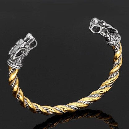 GOLD TRIMMED WOLF ARM RING
