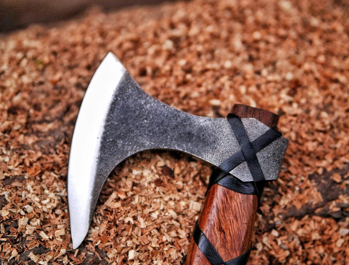 Ragnar Viking Battle Axe With Leather Wrapped Rosewood Shaft – Vikings of  Valhalla US