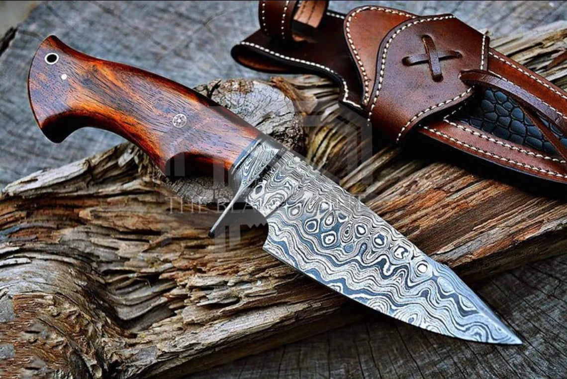 Hand Forged Ragnar Fixed-Blade Hunting Knife With Pakka Wood Handle And Leather Sheath