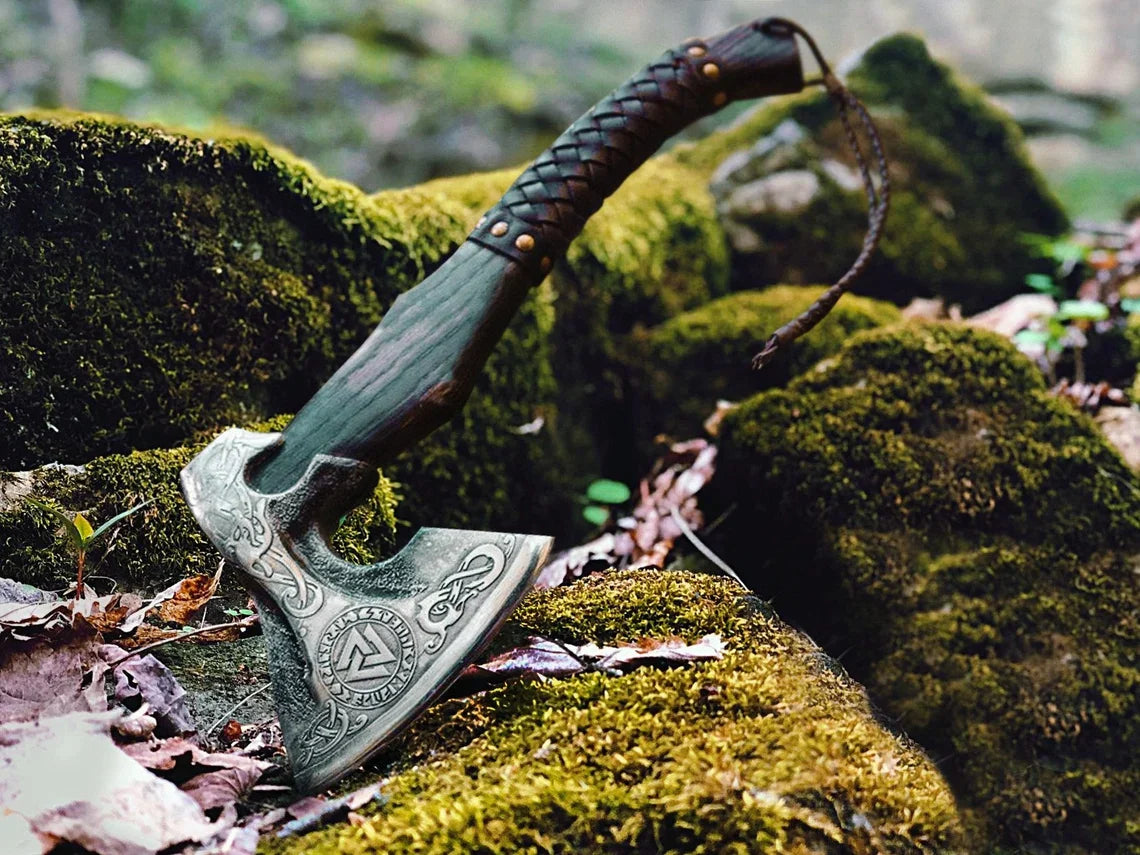 Forged Carbon Steel  VALKNUT Viking Battle Axe