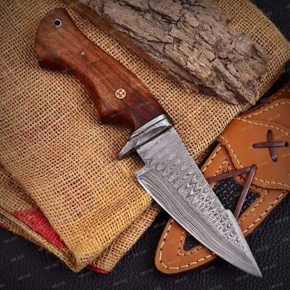Hand Forged Medieval Hunting Knife With Leather Sheath