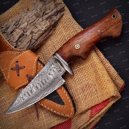 Hand Forged Medieval Hunting Knife With Leather Sheath