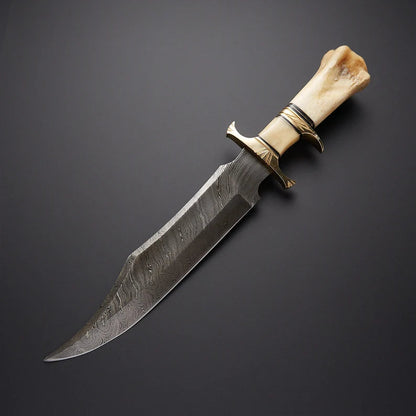 Hand Forged Viking Hunting Knife With Camel Bone Handle And Leather Sheath