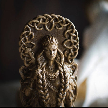 Freyja Norse Goddess,  Wood Carving Sculpture