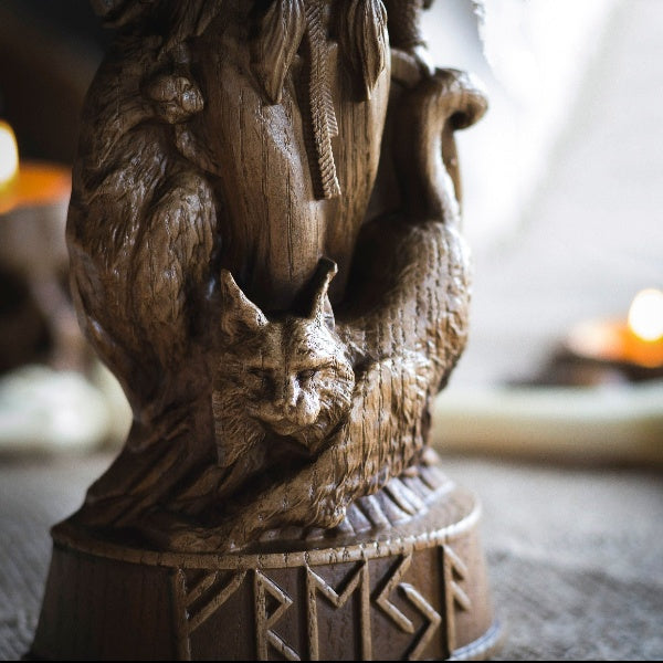Freyja Norse Goddess,  Wood Carving Sculpture
