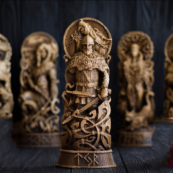 Tyr, The Lawgiver Norse God Wood Carving Statue