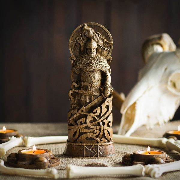 Wood carving - Viking statue - fashion hand carved Viking sculpture - wooden viking figure - hand carved wooden characters 4.25×1.75×1.5 inches