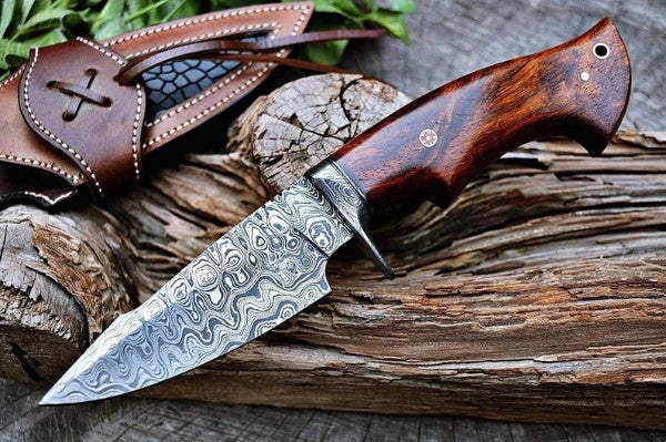 Hand Forged Ragnar Fixed-Blade Hunting Knife With Pakka Wood Handle And Leather Sheath