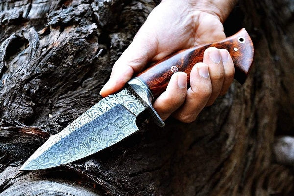 Hand Forged Ragnar Fixed-Blade Hunting Knife With Pakka Wood Handle And Leather Sheath