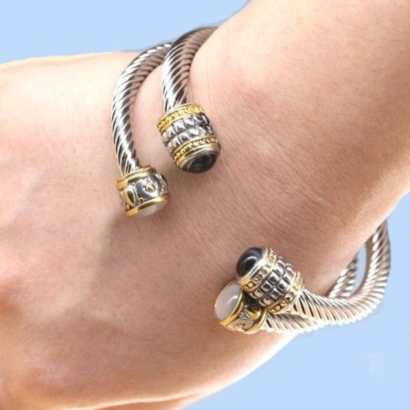 Two-Toned Twisted Cable Cuff Viking Bracelet