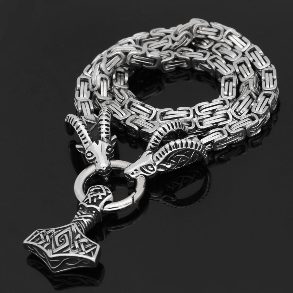 King Chain With Thor's Goats & Mjolnir Pendant