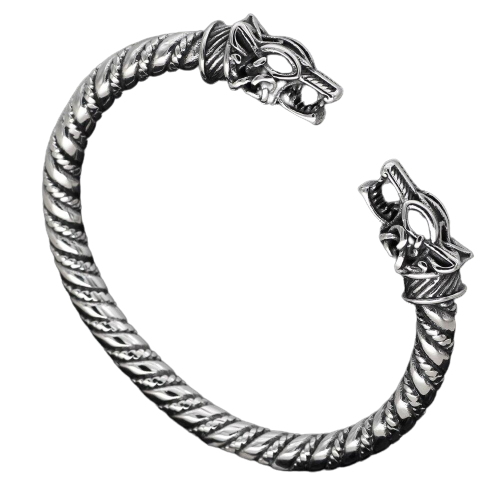 Viking Twisted Wolf Head Arm Ring