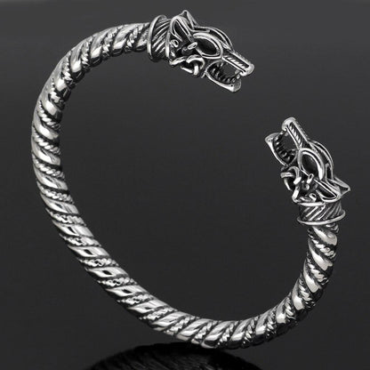 VIKING TWISTED WOLF HEAD ARM RING