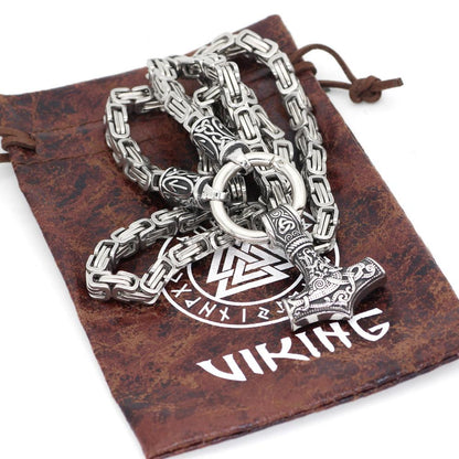 King Chain Featuring Tiwaz Rune With Mjolnir Pendant