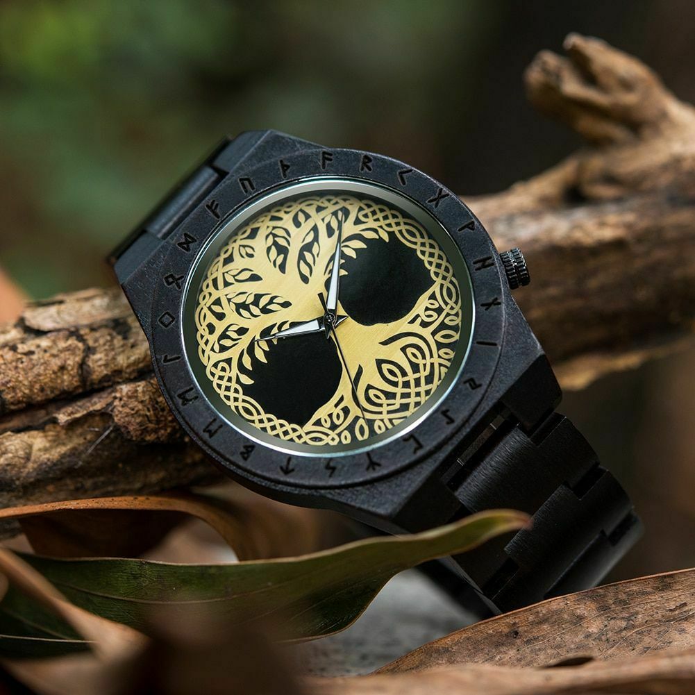 Wooden Viking Watch Featuring Yggdrasil Tree Of Life