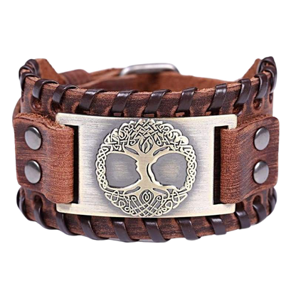 VIKING CUFF TREE OF LIFE - viking leather cuff