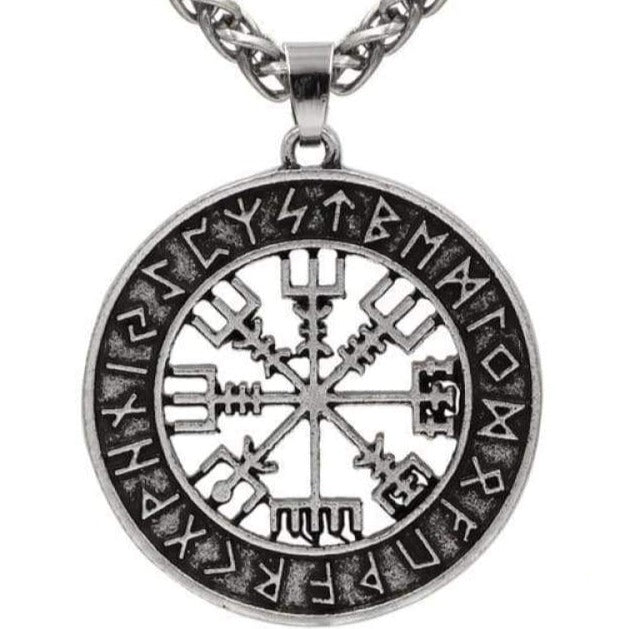 VIKING NECKLACE - COMPASS - Silver - viking necklace