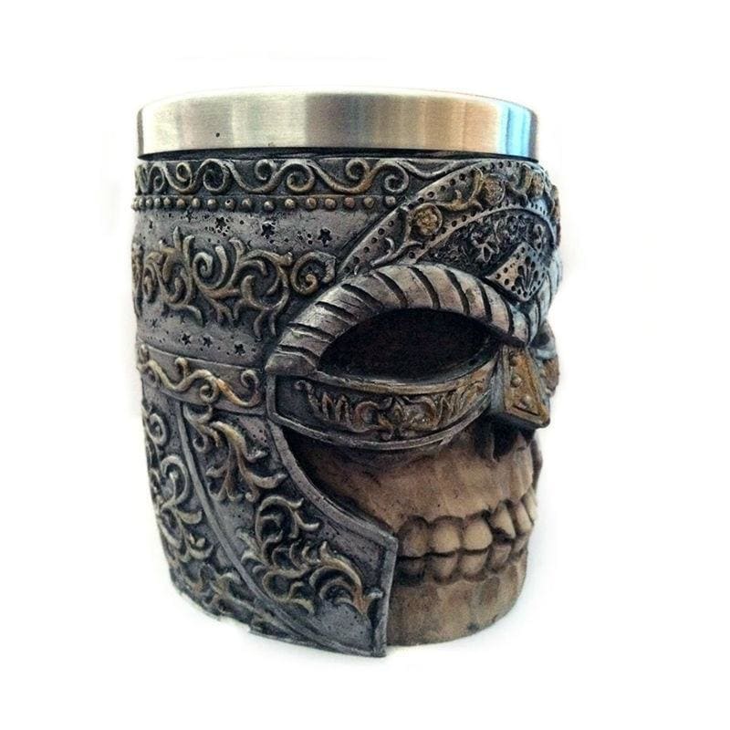 Viking Tankard Mug - Metal Masked Warrior Skull