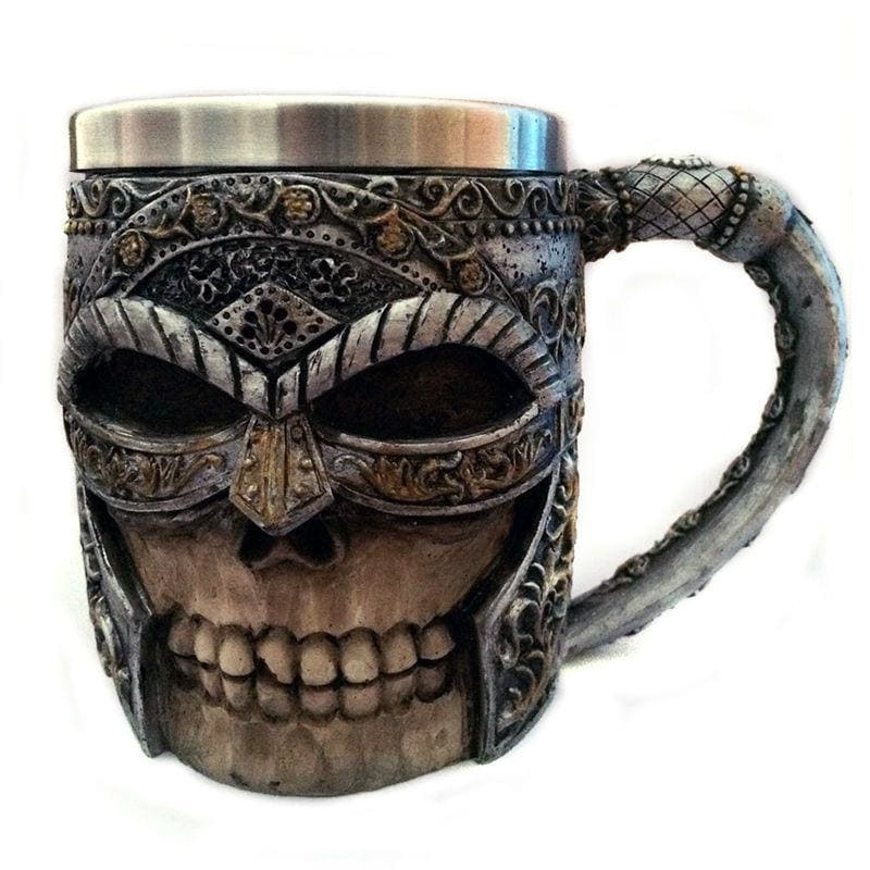 Viking Tankard Mug - Metal Masked Warrior Skull