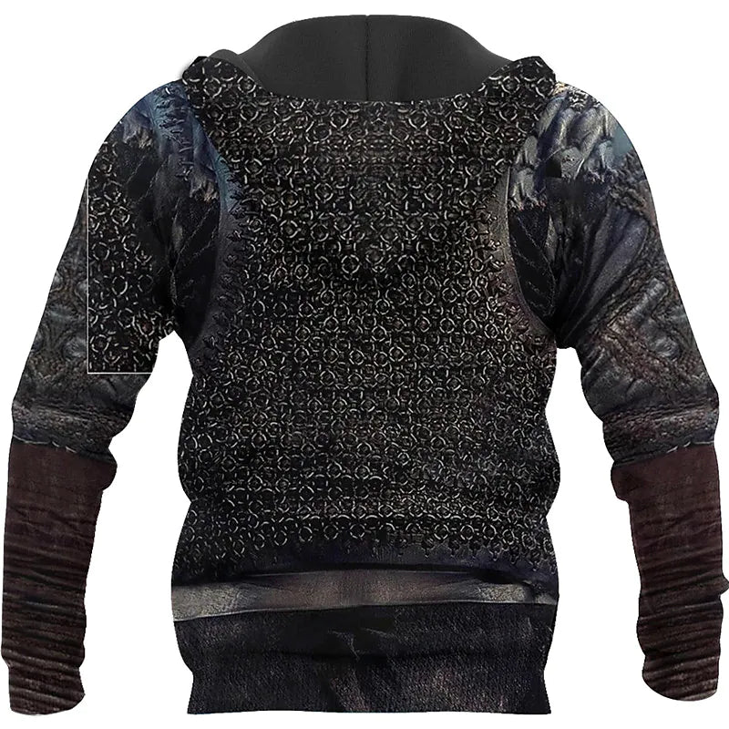 3D Printed Hoodie Featuring Viking Armor Tattoo