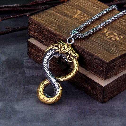 Viking Necklace - Midgard Golden Snake