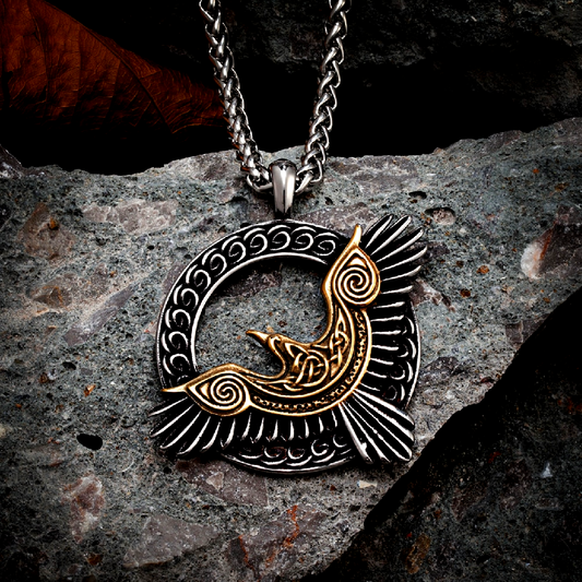 Viking Necklace - Gold-trimmed Raven