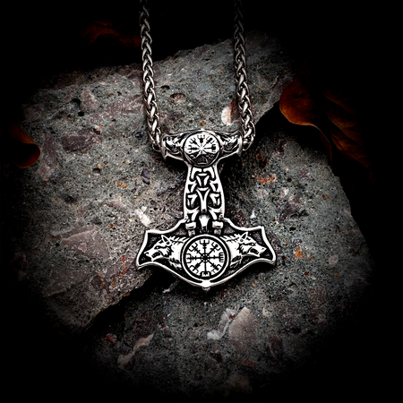Thors Hammer Necklace - Asgard's Wolves