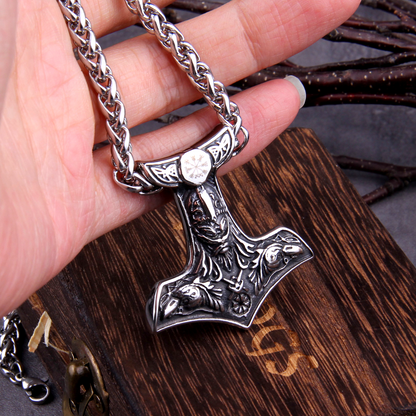 Thors Hammer Necklace - Odins Raven