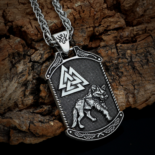 Viking Necklace - Valknut Wolf