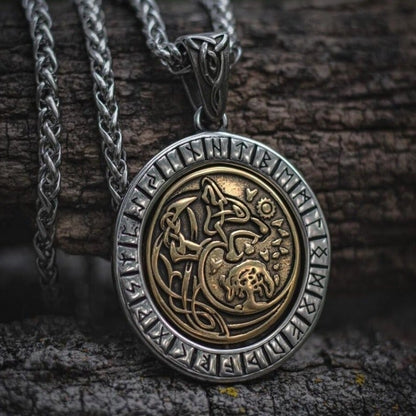 Viking Necklace - Fenrir Rune Circle