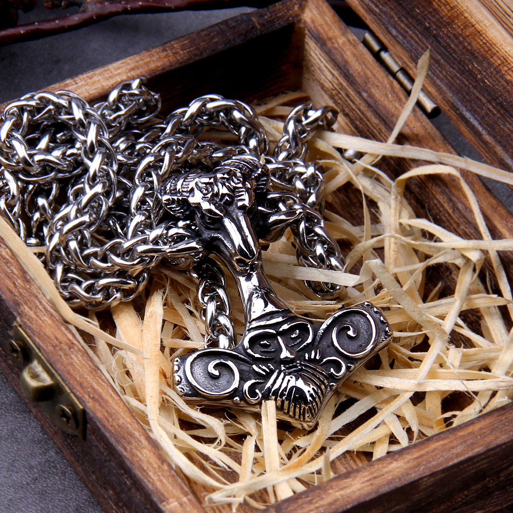 Thors Hammer Necklace - Ram Head