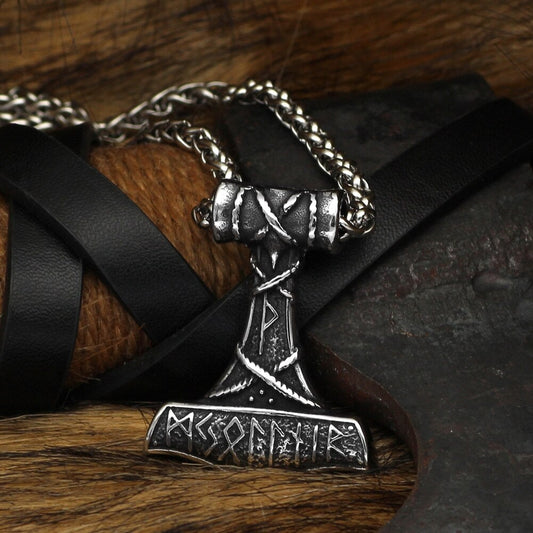 Thors Hammer Necklace - Runic Inscriptions