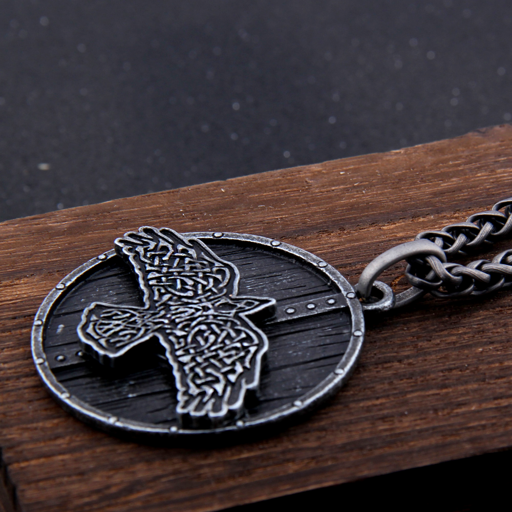 Viking Necklace - Black Raven Shield