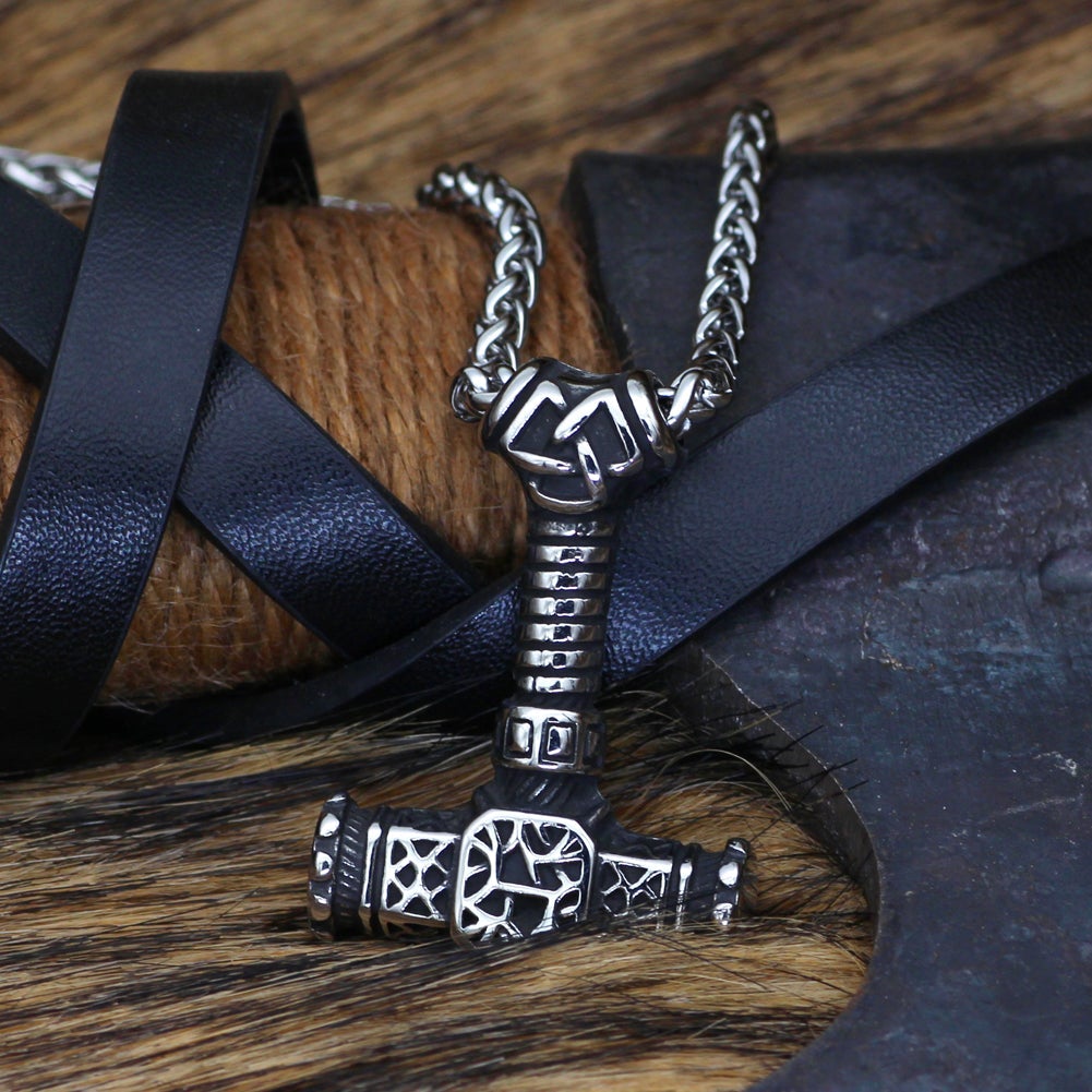 Thors Hammer Necklace - Walknut Symbol
