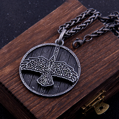Viking Necklace - Black Raven Shield